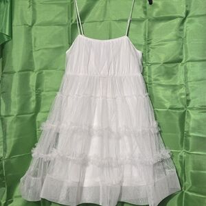 Elegant White Tiered Prom Dress